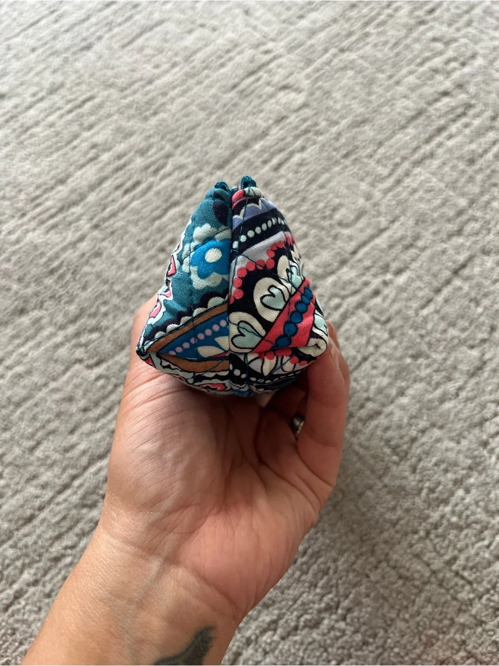 Vera Bradley Teal Floral Quilted Cosmetic Pouch